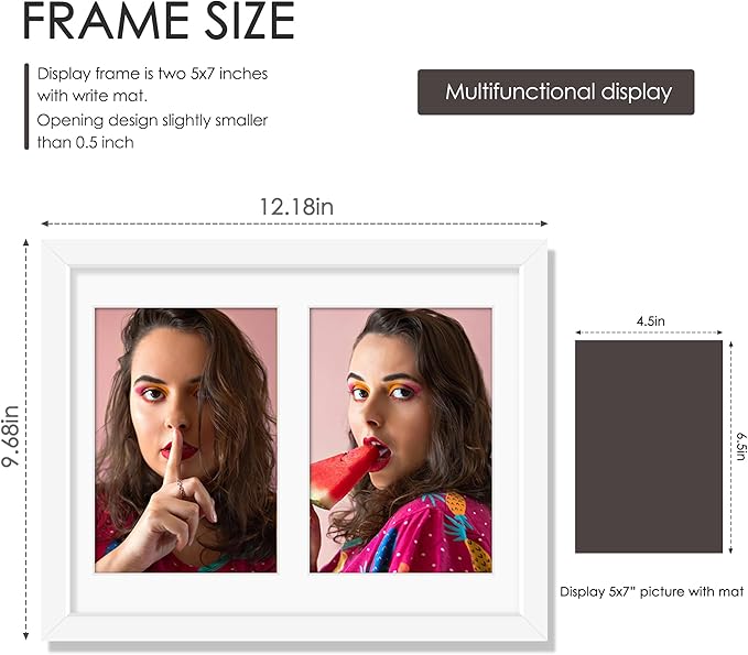 8.5x11 Double 5x7 Picture Frame Double Picture Frame Displays Two 5x7 inch Photos Available Horizontal Wall Mounting Display and Vertical White