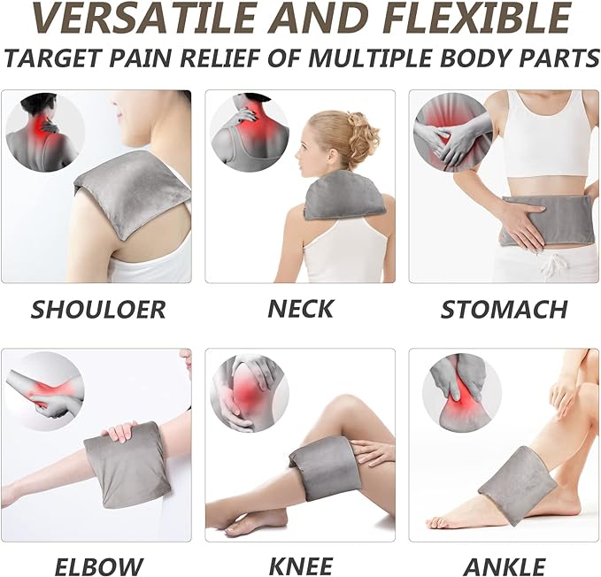 Microwave Heating pad with Washable Cover 6 * 12" Microwavable Heat Pad for Neck Shoulder, Cramps, Back Pain Relief, Warm Compress Bean Bag Moist Heat Pack for Muscles, Joints, 2 Pack