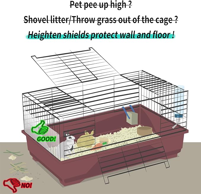 Oncpcare 12 Pack Pet Plastic Cage Liner Protection 14'' x 6'' Rabbit Cage Urine Guard Clear Cage Edge Liner Guinea Pig Side Lining Small Animal Cage Accessories - Keep Litter in The Cage
