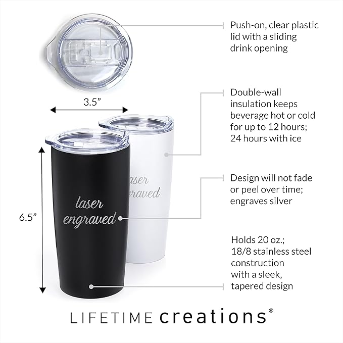 Lifetime Creations Engraved Personalized Groomsman Tumbler (White) 20 oz - Custom Groomsmen, Best Man, Bachelor Party Stainless Steel Coffee Travel Mug Gift (Option C)