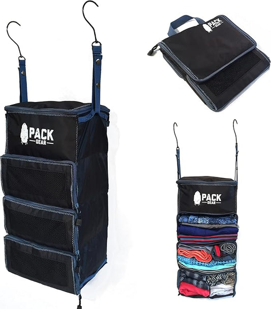 Pack Gear Hanging Carry-On Organizer - Our Standard Hanging Luggage Organizer Fits Any Carry On - Our Packing Cubes For Travel Use Mesh Windows to Make Finding Clothes Easy (Black, S)