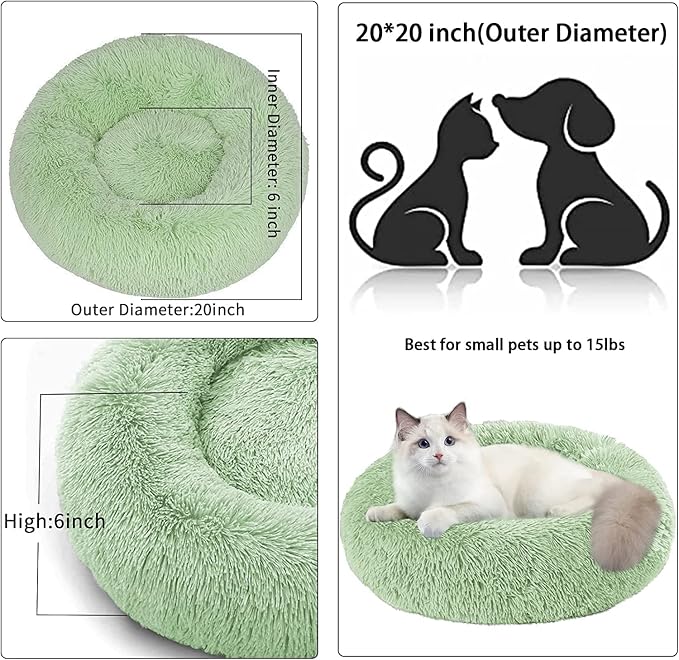 Nisrada Dog Bed for Small Medium Large Dogs Cats, 20 inch Calming Washable-Round Cozy Soft Pet Bed for Puppy and Kitten with Slip-Resistant Bottom