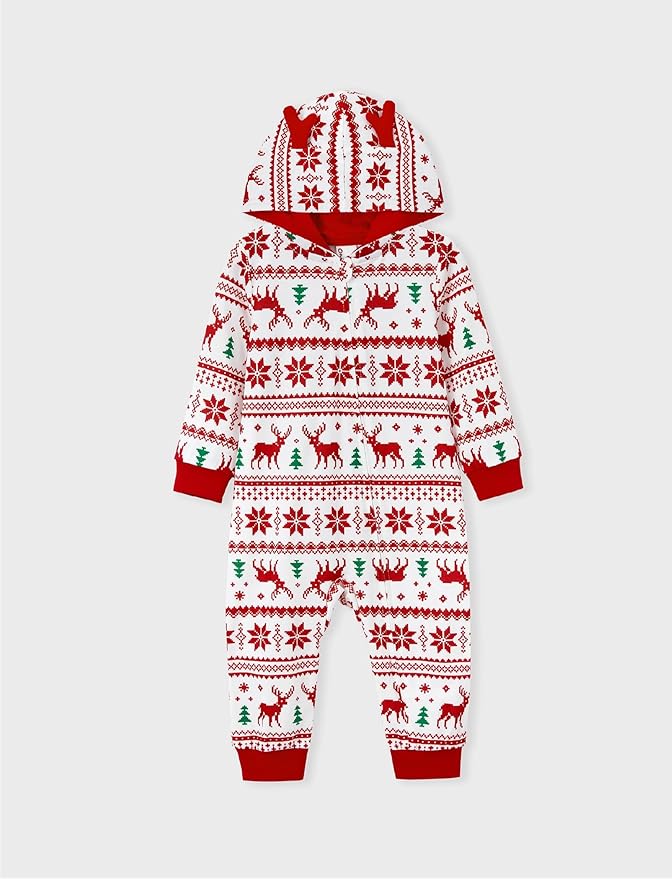 PATPAT Matching Family Christmas Onesie Pajamas – Holiday Hooded Jumpsuit Sleepwear PJs Couples Xmas Loungewear with Socks