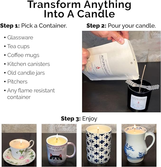 Phoenix Wick Candle Making Kit – Transform Anything Into A Candle – Candle Making Kit with Wick + 14oz Wax (Spiced Cinnamon Scent)