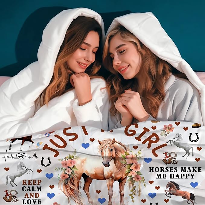 Horse Blanket Gifts for Women Horses Blankets and Throws Stuff Cute Horse Gifts for Women Girls Boys Kids Adults Animal Birthday Decorations Room Decor 60"X50"