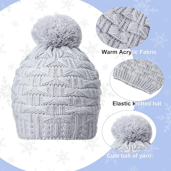 JenPen 4 Pcs Winter Hat Scarf and Gloves Set for Women Include Ear Cover Cold Weather Scarf Hat Knit Beanie Gloves