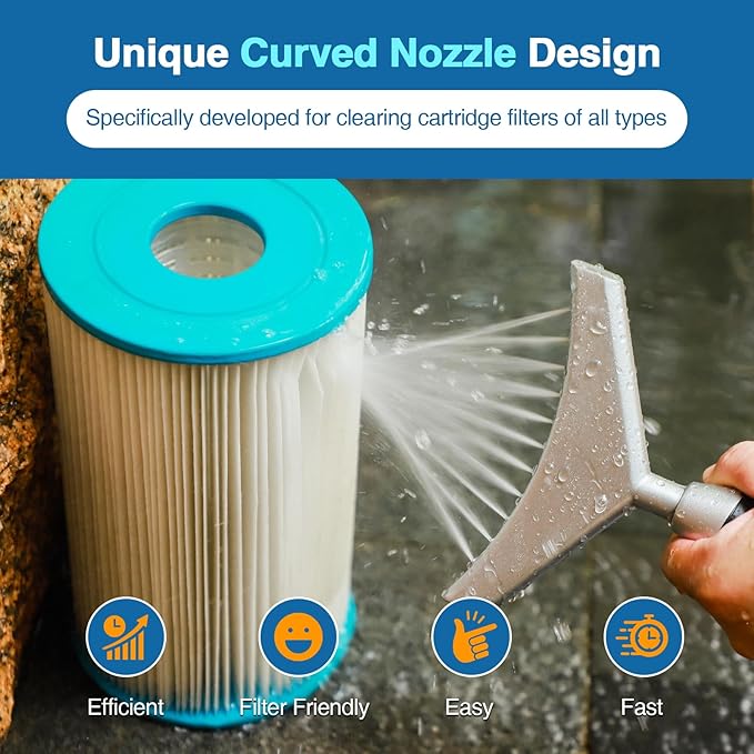 Premium Pool & Spa Filter Cartridge Cleaner, Removes Debris & Dirt from Pool Filters in Seconds, Heavy Duty & Durable Pool Cartridge Filter Cleaner, Filter Cleaning Wand Tool for Hot Tub