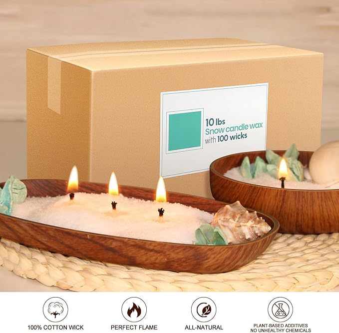 10 lb Pearl Wax Sand DIY Set with 100 Wicks, Reusable, Continuous Burning, Unscented Candle Powder, Designed for Handmade Candles, Wedding Celebrations and Party Decorations