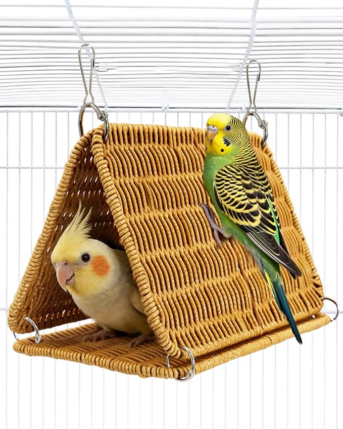 Chewproof Steel Frame Cockatiel Bird Nest for Cage for Medium Parrots | Washable Bird Bed Hammock for Sun Conure, Quaker, Bird Tunnel Parakeet Nest, Parakeet Bed House Hut for Lovebird, Budgie