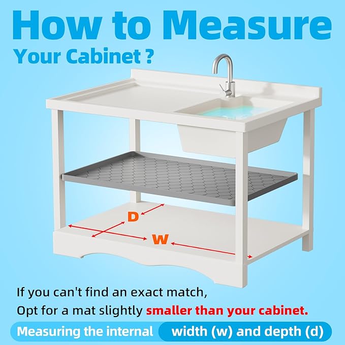 Silicone Under Sink Mat 28" x 22", kitchen Essentials and Gadgets, Shelf liner and Cabinet Protector, Home Organizers and Storage, Waterproof Bathroom Tray