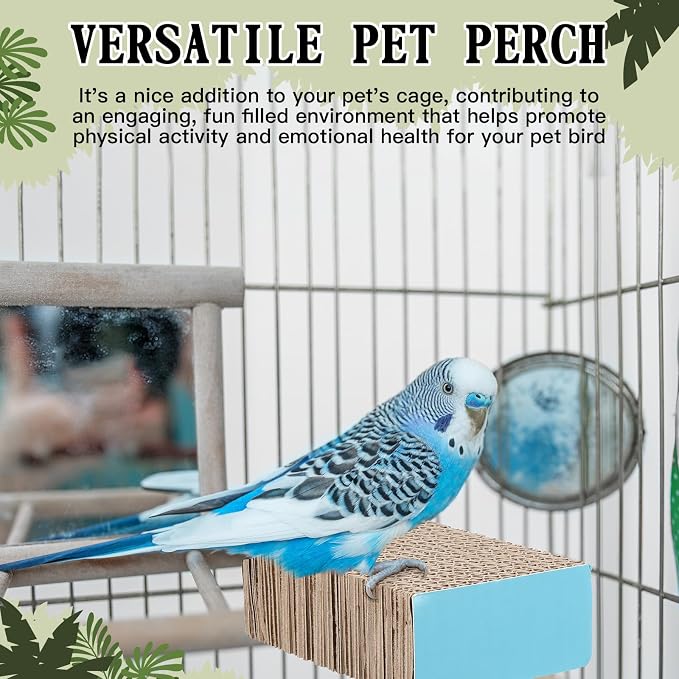 Skyygemm 2 Pcs Bird Toys Parrot Perch Stand Cage Accessories, Small | for Macaws Conures Cockatiel Budgies, Corrugated Texture Promotes Claw Grinding, Platforms for Cage Play, Beak Chew Activity