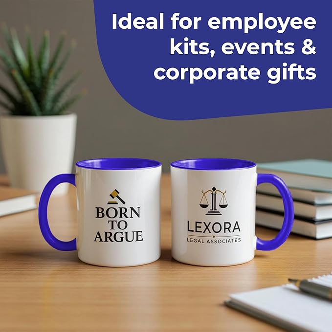 Personalized Mug, Custom Ceramic Mug with Photo and Text, 11oz, Pack of 100, Glossy Coffee Cup, Perfect for Christmas, Secret Santa or as Holiday Gift for Family or Friends, White/Blue