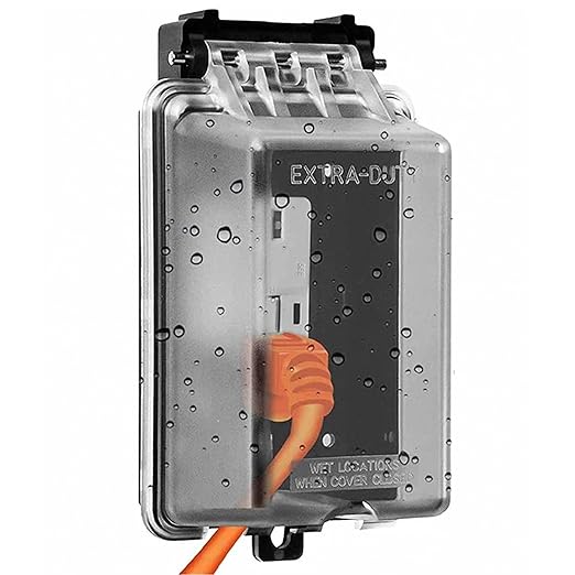 ENERLITES Outdoor Outlet Cover Extra-Duty in-Use Weatherproof Outdoor Decorator/GFCI Receptacle Outlets, Weatherproof Enclosure, 1-Gang 6.25” H x 3.5” W x 3.25” D, Clear Cover, IUC1V-D
