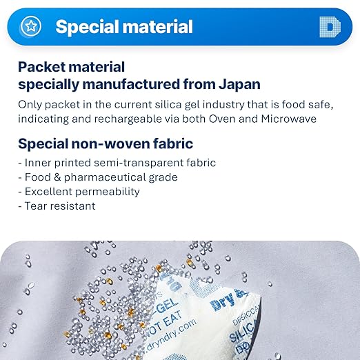 Dry & Dry 20 Gram [50 Packets] Orange Indicating Silica Gel Packets Desiccants - Food Safe Silica Packs, Silica Gel, Silica Packets, Desiccant Packs for Food Storage
