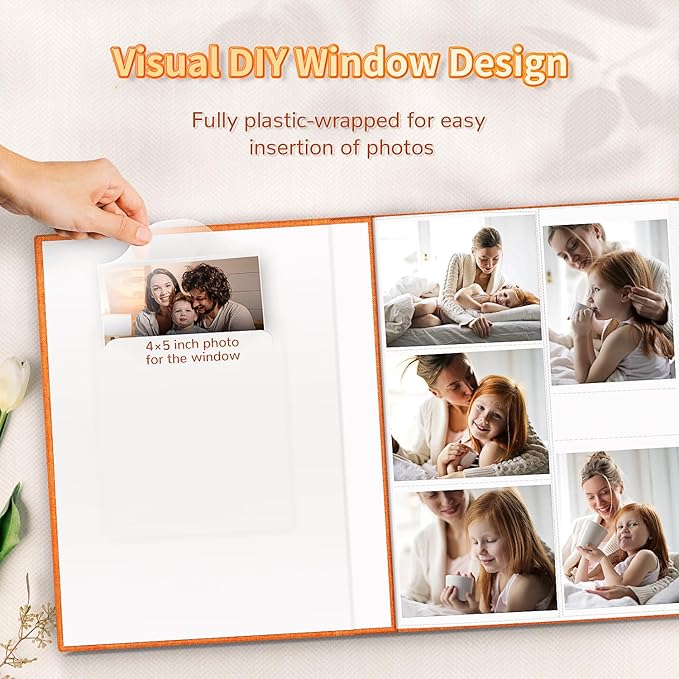 Photo Album 4x6 with 600 Pockets,Slip-in Picture Albums,Linen Cover Memory Book with Front Window,White Page Vertical Photo Book for Wedding,Family,Anniversare,Baby,Vacation