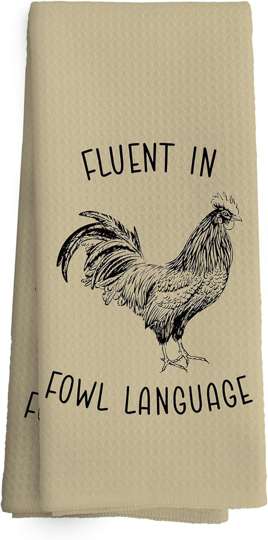 Chicken Kitchen Towels Funny Light Brown Dish Towel with Sayings 16x24 Inches, Chicken Lover Gift Decorative Absorbent Dishcloths Tea Towels for Kitchen Bathroom Decor, Humorous Gifts for Women