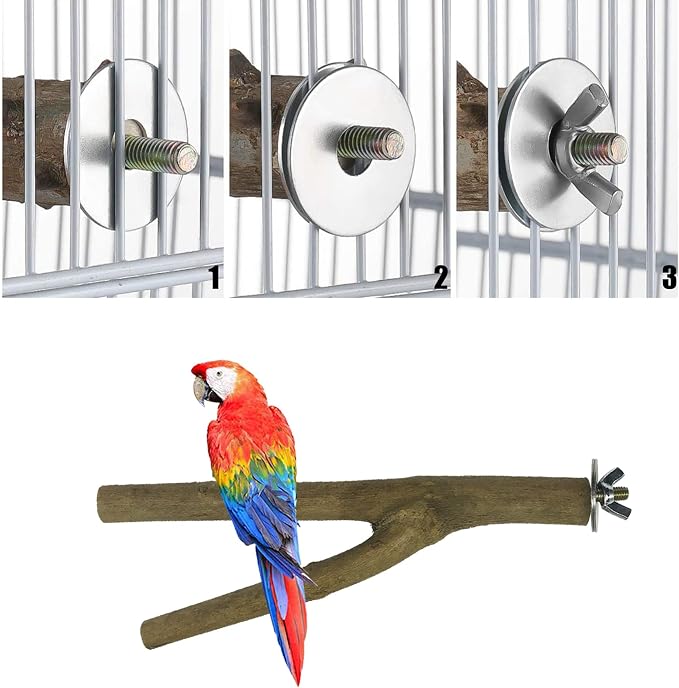 10 PCS Natural Wood Bird Perch Stand, Bird Parrot Perch Stand Set, Wooden Parrot Perch Stand Perch Platform Cage Accessories for Parrotlets Cockatiels Budgies Parakeets