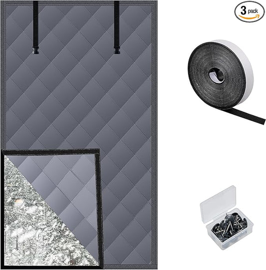 3 Layer 39x63in Thermal Insulated Window Cover for Winter,Roll-Up Insulated Window Blanket with Hook & Loop,Windows Insulation Kit for Bedroom Attic RV to Keep Winter Warm