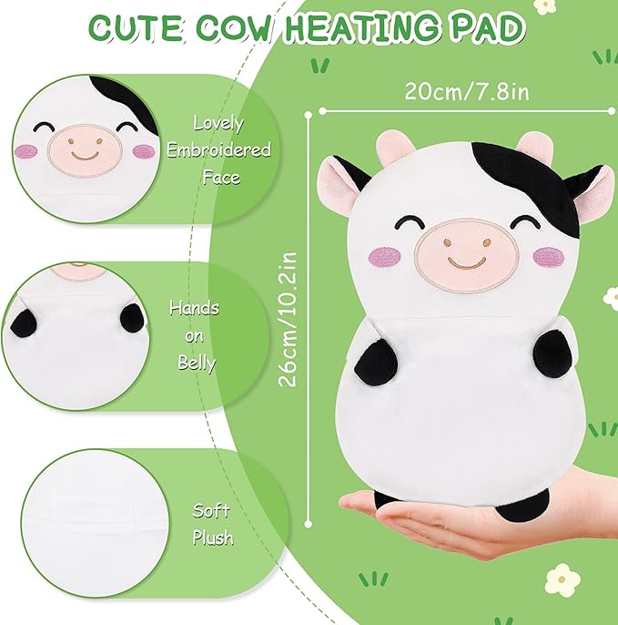 Cow Microwavable Heating Pad for Cramps & Period Pain Relief,Cute Animal Microwave Heating Pad for Kids Women with Lavender Scented,Heated Pad for Neck Knee Pain,Warmer Pad for Birthday Mother's Day