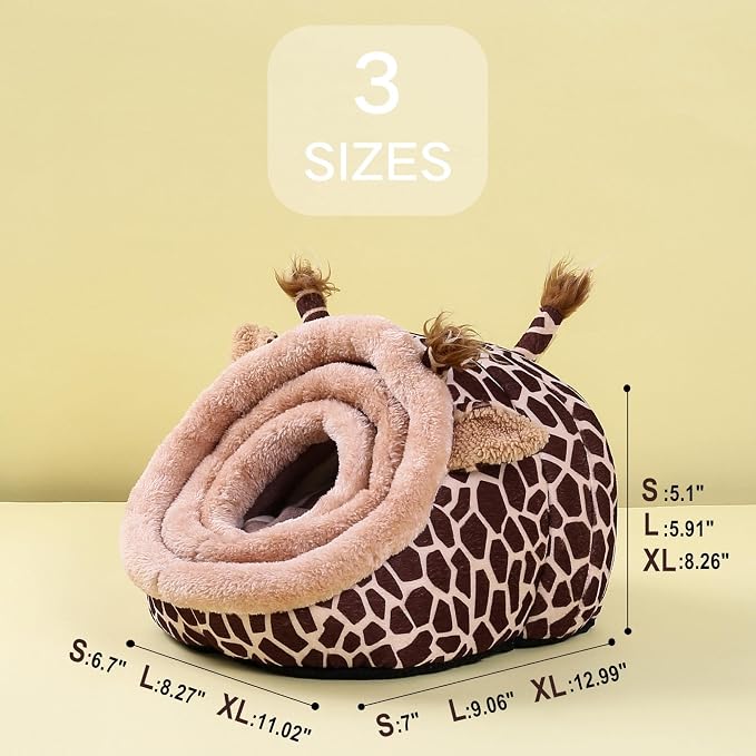 JanYoo Bunny Bed Guinea Pig Hideout Huts Accessories Habitat Tunnel for House (XL,Giraffe)