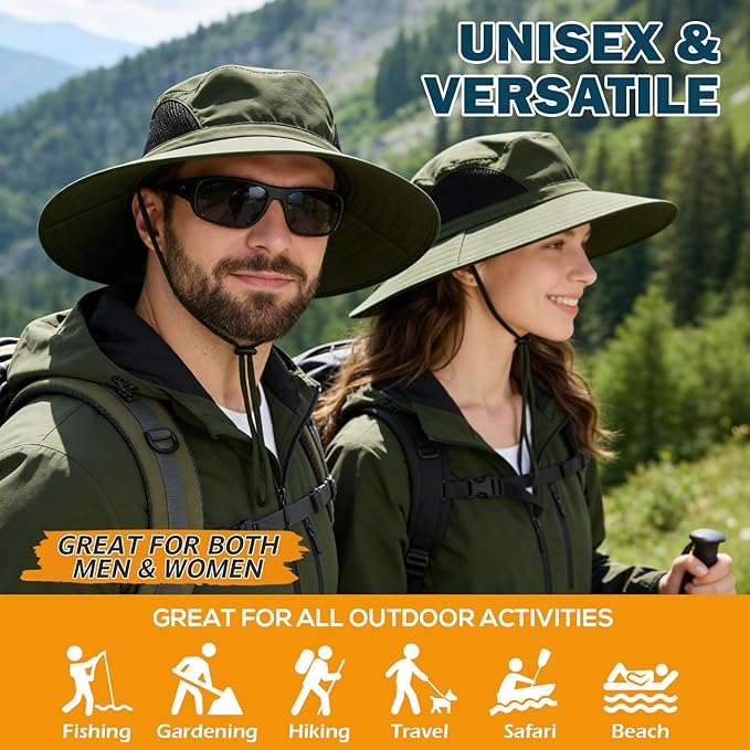 EINSKEY Wide Brim Sun Hat, UPF 50+ UV Protection Waterproof Packable Bucket Hat for Men & Women, Fishing Hiking Beach Garden