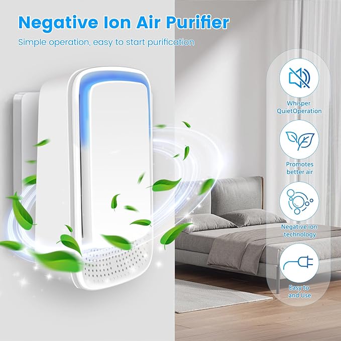 1Pack Plug In Air Ionizer Purifier for Home Mini Air Purifier for Small Room Quiet Working Air Freshener for Office, Bedroom,Living Room,Portable Air Purifiers Odor,Pets Smell
