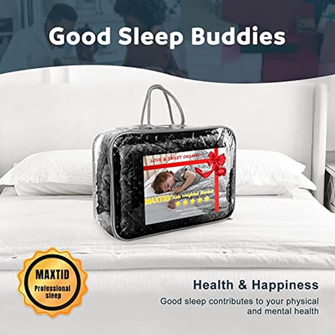 MAXTID Kids Weighted Blanket 3 Pound Reversible Heavy Blankets Black 36"x48" Hush Warmed Blanket Gifts