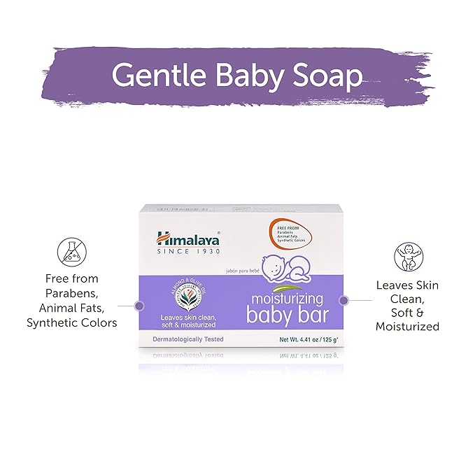 Himalaya Moisturizing Baby Bar, Mild and Moisturizing Bar Soap for Baby, 4.41 oz, 3 Pack