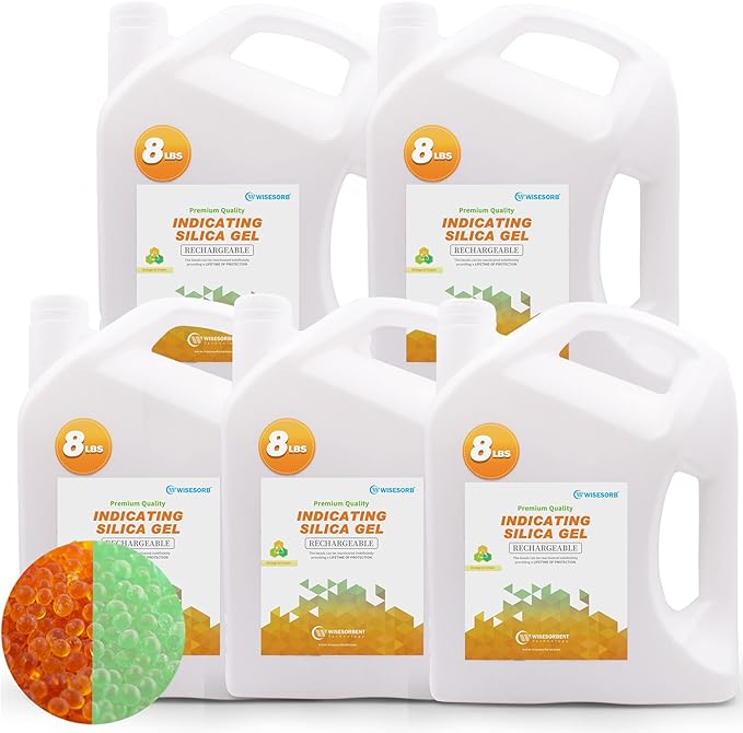 Silica Gel 40LBS, Indicating Silica Beads (Orange to Green), Reusable Silica Gel Desiccant Dehumidifier