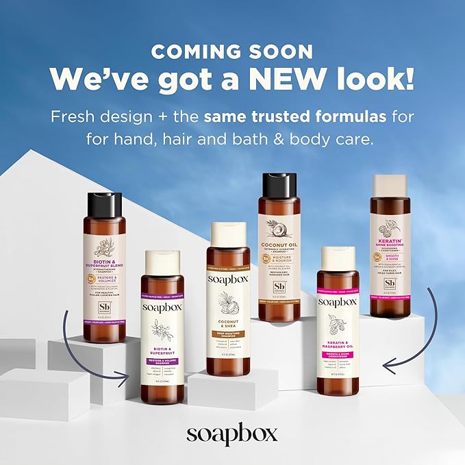 Soapbox Shine Boosting Keratin Shampoo & Conditioner Set with Argan Oil, Pack of 2 Harsh Sulfate & Paraben Free, Silicone Free, Color Safe, and Vegan Hair Products, 16 Ounces Each