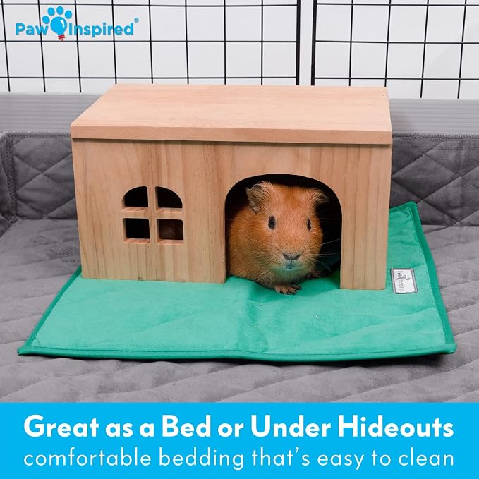 Paw Inspired Guinea Pig Cage Liner Pads, 12x12 Inch, Light Gray | Corner Mat, Pee Pad, Super Absorbent Bedding, Waterproof Bottom, Guinea Pigs, Ferrets, Rabbits, Hamsters, Small Animals