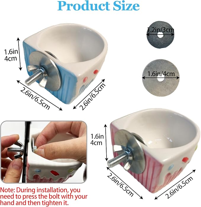 2 PCS Hamster Food Bowl Ceramic Hamster Food Water Dish Feeder | Cage Accessories,for Mice Hedgehog Gerbil,Hamster Water Bowl,Hamster Food Bowl,Hamster Feeder