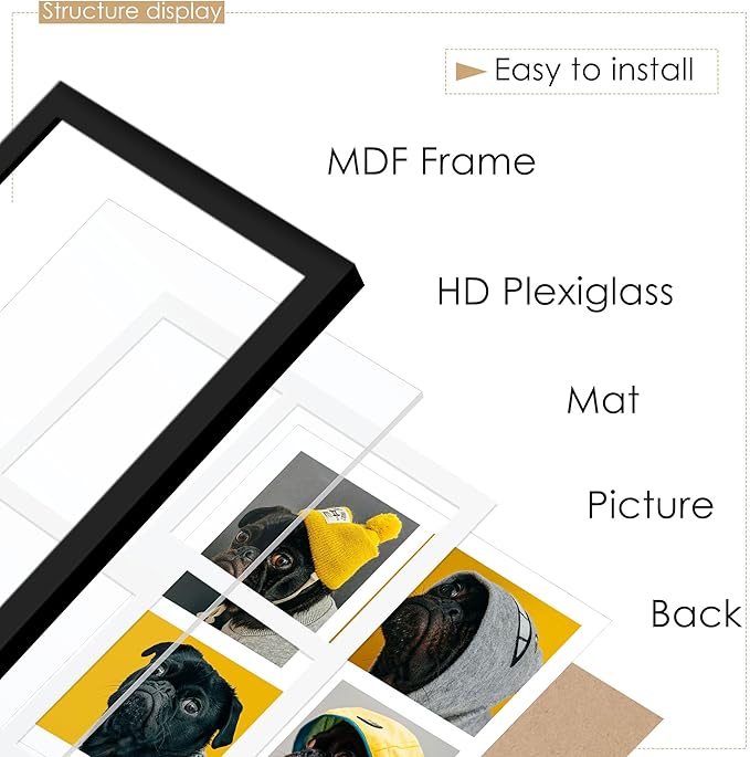 20x20 Collage Picture Frame 8x10 Picture Frame Collage Displays Four 8x10 inch Photos Available Horizontal Wall Mounting Display and Vertical Black