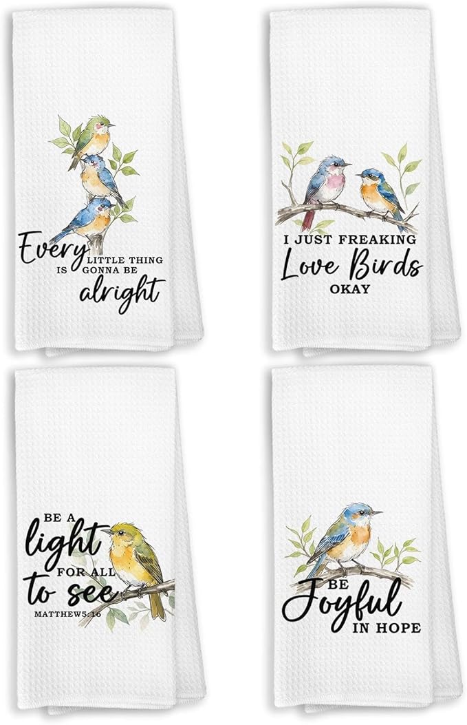 Bird Gifts Kitchen Towels, Christian Friendship Birds Gifts for Lovers Women, Christian Birds Birder Dish Towels for Kitchen,Friendship Bird Bathroom Hand Towels Decorative Set of 4 Dish Cloths