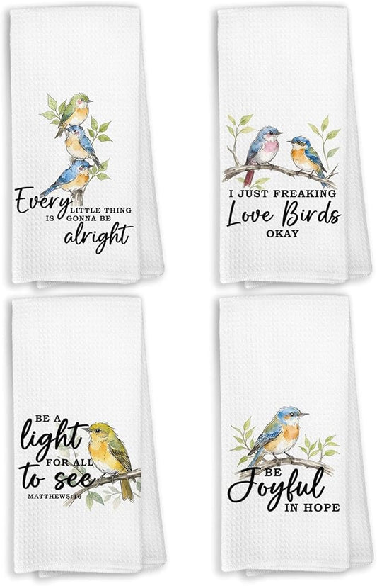 Bird Gifts Kitchen Towels, Christian Friendship Birds Gifts for Lovers Women, Christian Birds Birder Dish Towels for Kitchen,Friendship Bird Bathroom Hand Towels Decorative Set of 4 Dish Cloths