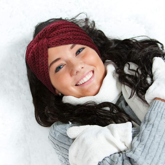 DRESHOW Winter Knit Chunky Headbands for Women Crochet Turban Knitted Ear Warmer Fashion Head Wrap 6 Pack