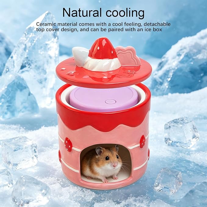 Ceramic Igloo Hamster Hideout,Panda Shape Hamster House with ice Box(Panda) | Habitats Cool Bed Ideal for All Season Cave Mini Hut Cage for Syrian & Dwarf Hamsters, Gerbils, Mice Other Small Pets