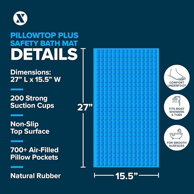 SlipX Solutions Extra Comfort Bathtub Mat Designed for Sensitive Feet, Cloud-Like Softness with Non-Slip Grip, Cream