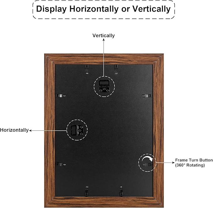 11x15 Picture Frame Display 4 opening 5x7 Picture Frame Collage,Multi Photo Frame with Mat,Plexiglass,Horizontal and Vertical Formats for Wall Decor,Carbonized Brown Wood Grain