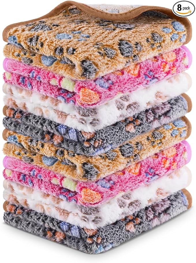 8PCS Soft Guinea Pig Bedding Blankets Washable Small Animal Fleece Cage Liners Reusable Pet Pee Pad Sleep Mat Pad Cover for Hamster Chinchilla Rabbit Hedgehog Dog Cat Essentials (16×24 Inch)