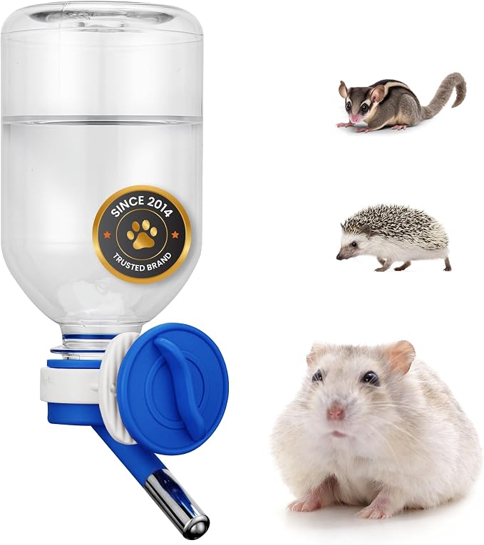 Choco Nose No-Drip Small Animal Water Bottle - Leak-Proof Patented Nozzle Helps Prevent Cage Mess & Wet Bedding - Hamster, Hedgehog, Mouse, Glider, Gerbil - BPA Free, Cage Mount, 10.2 fl oz (C125)