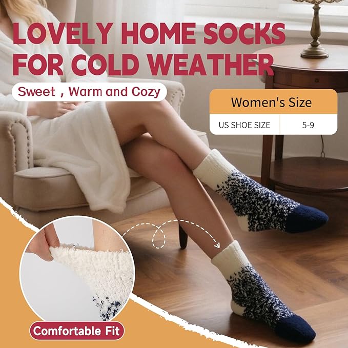 Womens Winter Beanie Hat Scarf Gloves Fuzzy Socks 4 In 1 Set Thermal Fleece Knitted Hat Warm Long Scarf Cold Weather