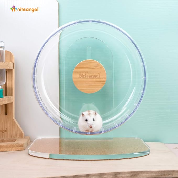 Niteangel Super-Silent Hamster Exercise Wheel: Quiet 8.2 inch Running Wheel | Can 9.1-11.8" Adjustable Height - No Bend Back Spinner Running for Dwarf Syrian Hamster Gerbils Mice Or Other Small Animal