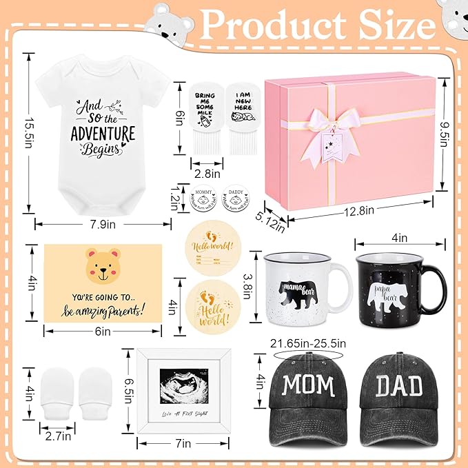 New Parents Gifts for Couples, First Time New Mom and Dad to Be Gifts Expecting Parents, Gender Reveal & Baby Shower Gifts for Parent to be, Baby Gift Basket 2025, Pregnancy Announcement, Girls, Boys