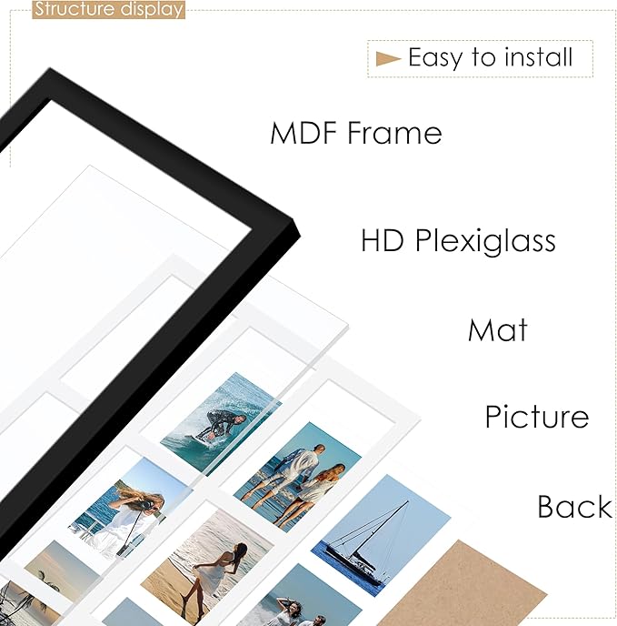 14x26 Collage Picture Frame 4x6 Collage Picture Frame Displays Twelve 4x6 inch Photos Available Horizontal Wall Mounting Display and Vertical Black