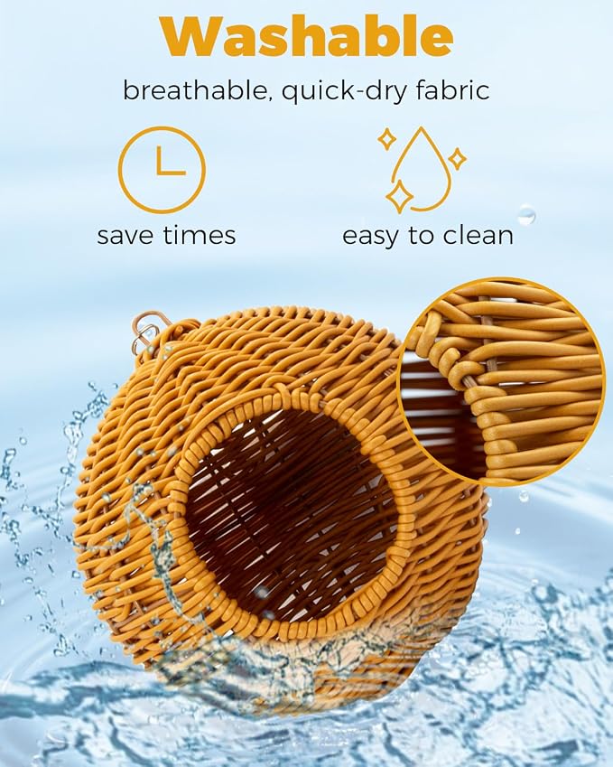 Chewproof Steel Frame Bird Nest for Cage, Washable Small Bed Hammock | Bird Hideout Lay Eggs Parakeet Nest Sleep Rest, Parakeet Warm Bed House Hut for Lovebird, Canary, Budgie, with Cushion