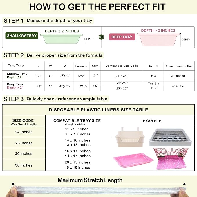 Disposable Small Animal Cage Liner Rabbit Litter Box Liners Tray Film Bags | Quick Cleanup Leak-Proof Pet Toilet Plastic Film Liner for Rabbit Guinea Pig Chinchilla Bird Cage & Litter Pan