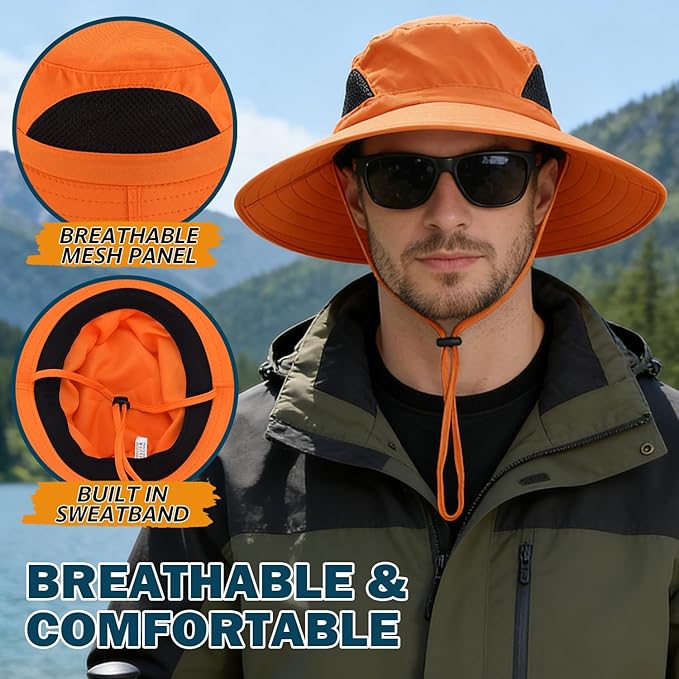 EINSKEY Wide Brim Sun Hat, UPF 50+ UV Protection Waterproof Packable Bucket Hat for Men & Women, Fishing Hiking Beach Garden
