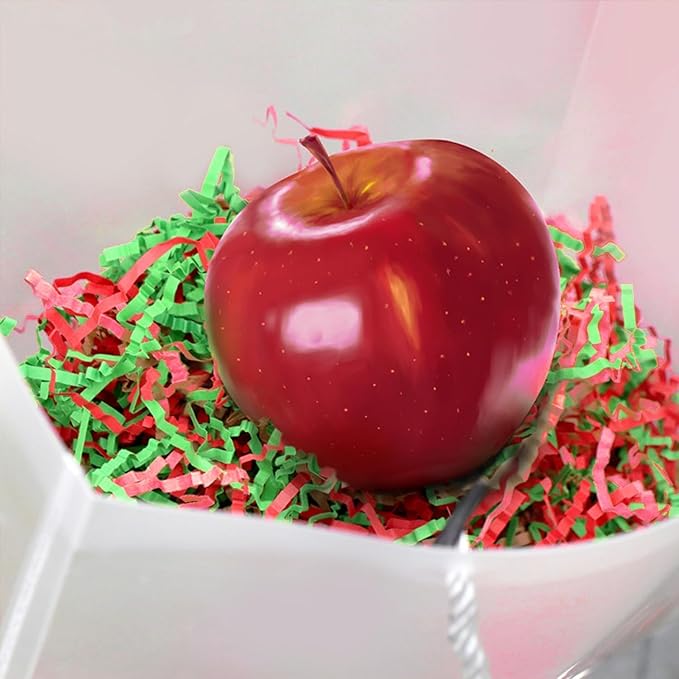 Uptotop 1 LB Crinkle Cut Paper Shred Filler for Gift Wrapping Basket Filling, Birthday, Christmas, Thanksgiving, Wedding, Mother's Day, Red and Green