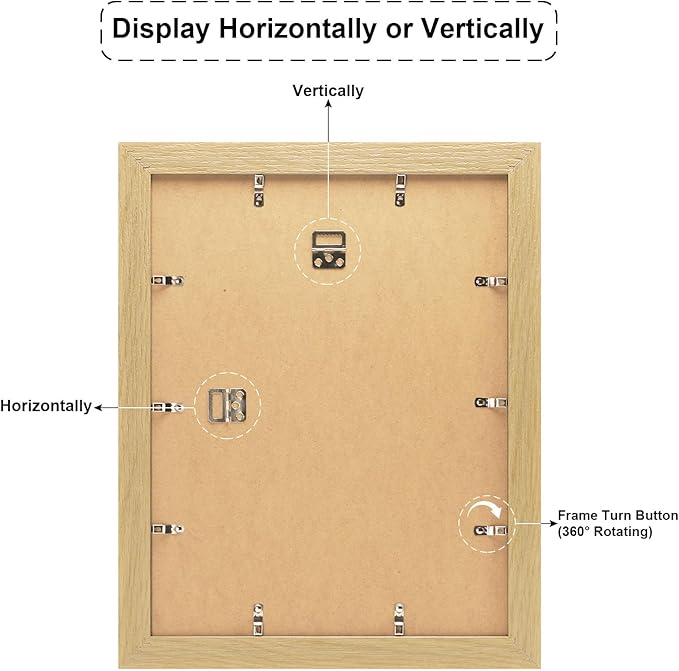 13x17 Picture Frame Display 8 opening 4X6 Picture Frame Collage,Multi Photo Frame with Mat,Plexiglass,Wall or Tabletop Decor,Natural Wood Grain